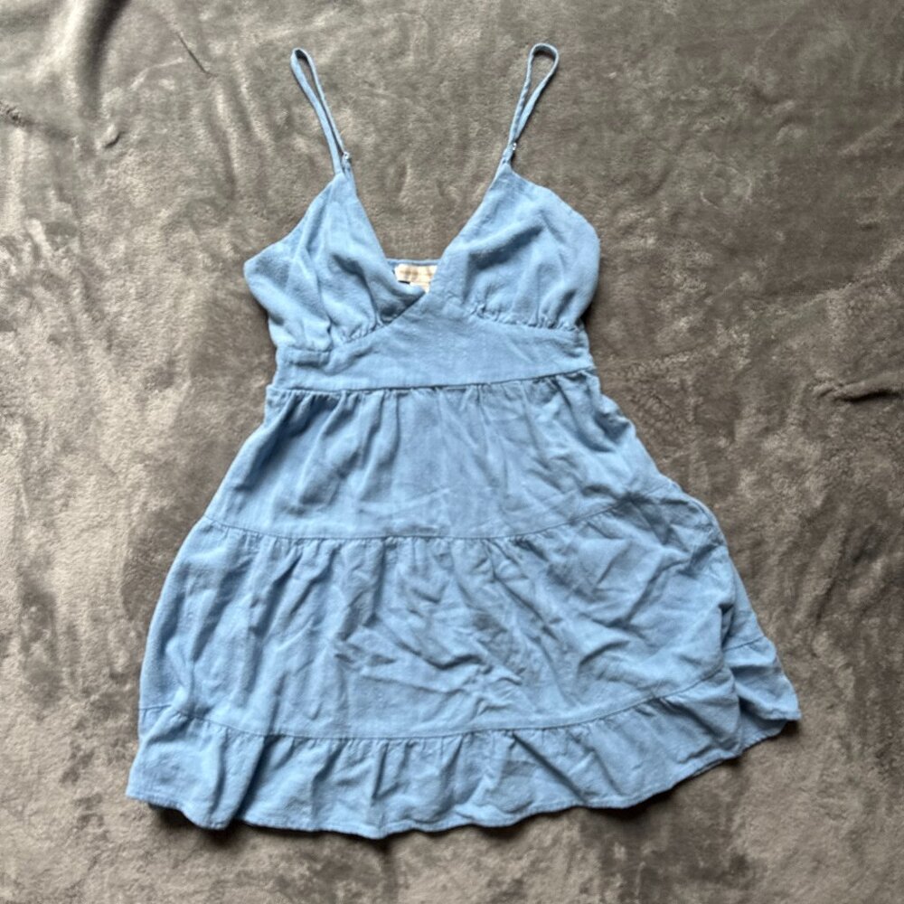 Monteau Los Angeles Mini Dress Light Blue Spaghetti Strap Size Medium